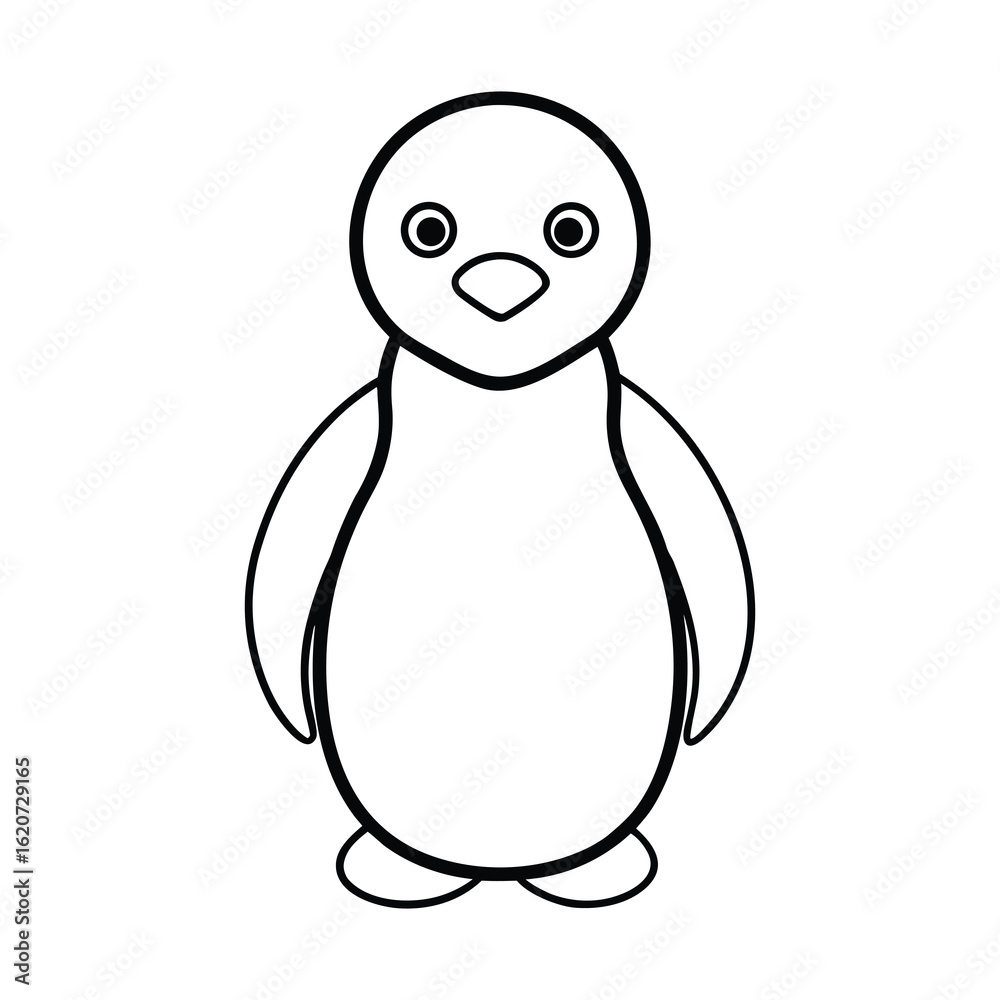 Fototapeta premium outline baby penguin cartoon on white background 