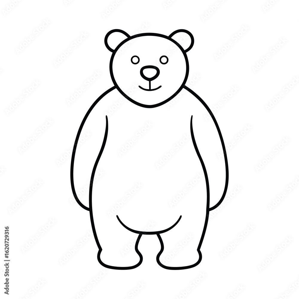 Obraz premium outline bear cartoon on white background 