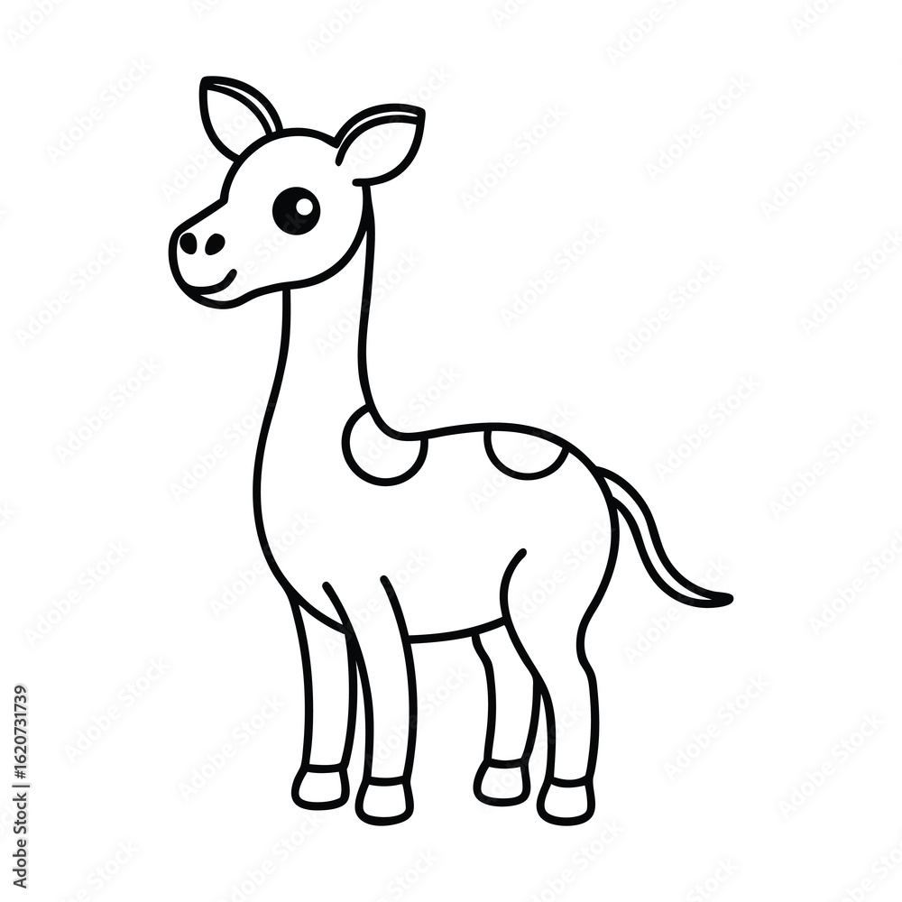 outline baby giraffe cartoon on white background outline baby giraffe cartoon on white background