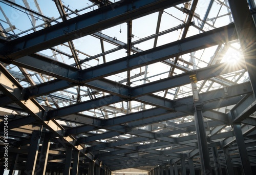 Wallpaper Mural Close up Geometric arrangement of industrial steel beams at a construction site Torontodigital.ca