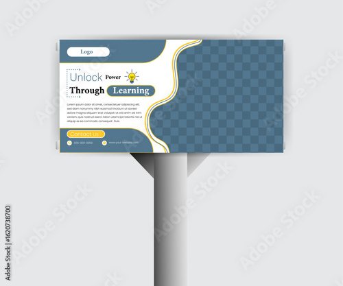 Billboard design, template for outdoor advertising, posting photos and text. Modern business concept. Creative background