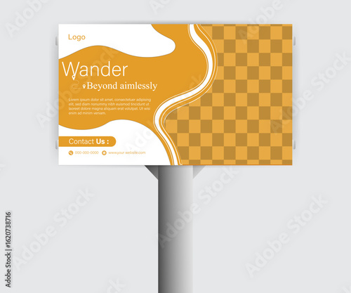 Billboard design, template for outdoor advertising, posting photos and text. Modern business concept. Creative background