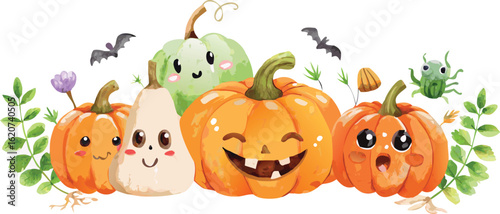 Scary Halloween jack-o'-lantern pumpkin with an evil face, isolated vector illustration for autumn holiday decoration