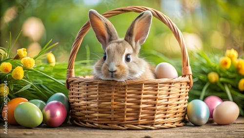 easter bunny with easter eggs