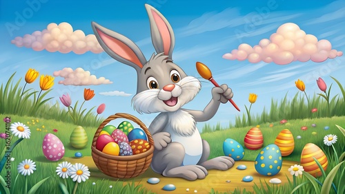 easter bunny and easter eggs