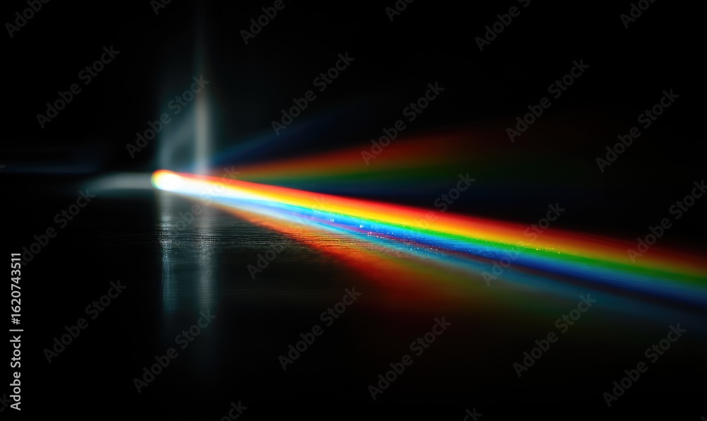 Fototapeta premium Prismatic light spectrum on dark surface