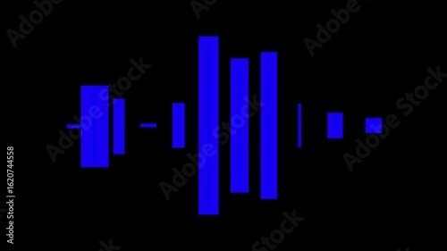 Simple voice  vibration sound wave, stereo equalizer frequency animation on black background.
