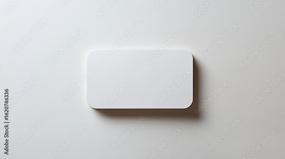 Minimalist empty business card mockup on white background with rounded corners for design showcase Minimalist empty business card mockup on white background with rounded corners for design showcase