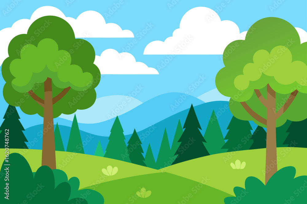 Fototapeta premium landscape with trees and mountains