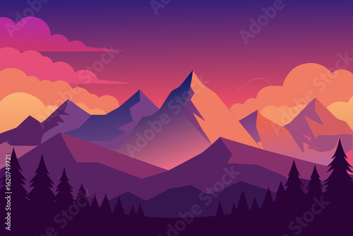 sunset in mountains