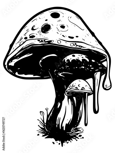 Psychedelic mushroom isolated on white background