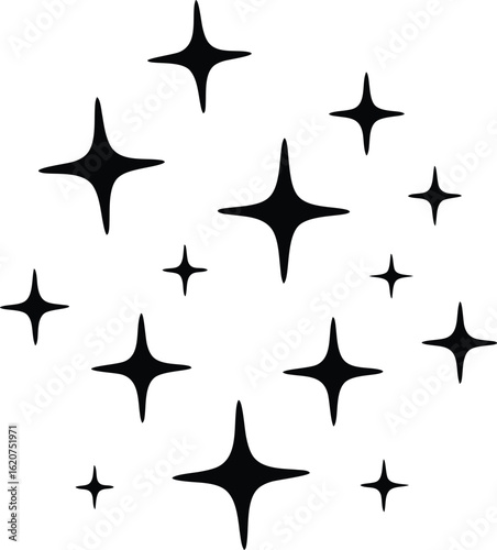 Wallpaper Mural Decorative black starbursts in various sizes arranged on a white background for design use Torontodigital.ca