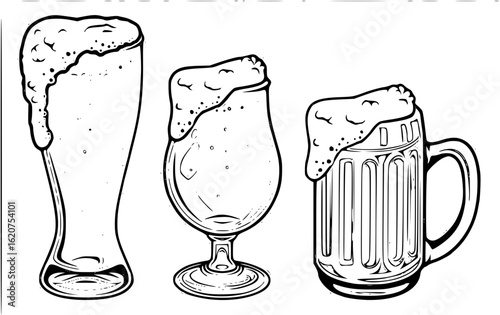 Beer glasses isolated on white background