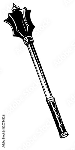 Spiked mace isolated on white background