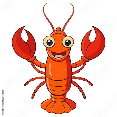 Cute red cartoon lobster and crab characters in a fun seafood vector illustration