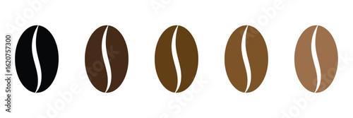 Coffee bean icon. Coffee seed sign set. Caffeine vector symbol isolated on white background. Arabic roasted icon. Vector illustration. EPS 10 .