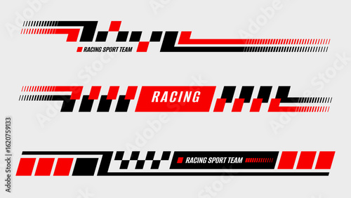 Set of amazing car stripes. Car race stripes. Racing line sticker design. Graphic sport decal vinyl element. Automobile decoration. Racing vector design set
