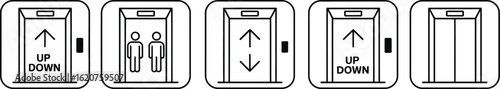 Elevator Direction Icons Set With Arrows, Up Down Signage Symbols Over White