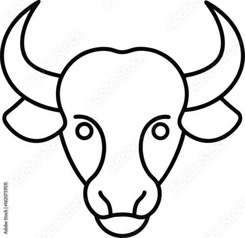 buffalo head icon outline vector illustration on transparent background