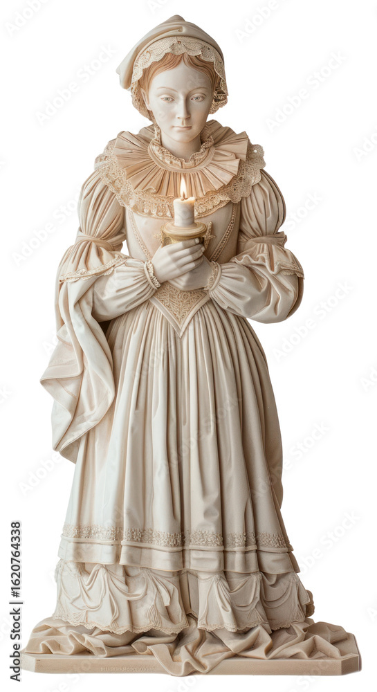Fototapeta premium PNG Baroque Maid with a Candle statue face sculpture figurine.