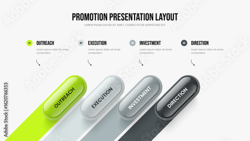 Corporate Plan 4 Option Infographic Presentation Template. Advertising Forecast Slideshow Design Vector Illustration. Service Performance Four Element Diagram Slide Layout.