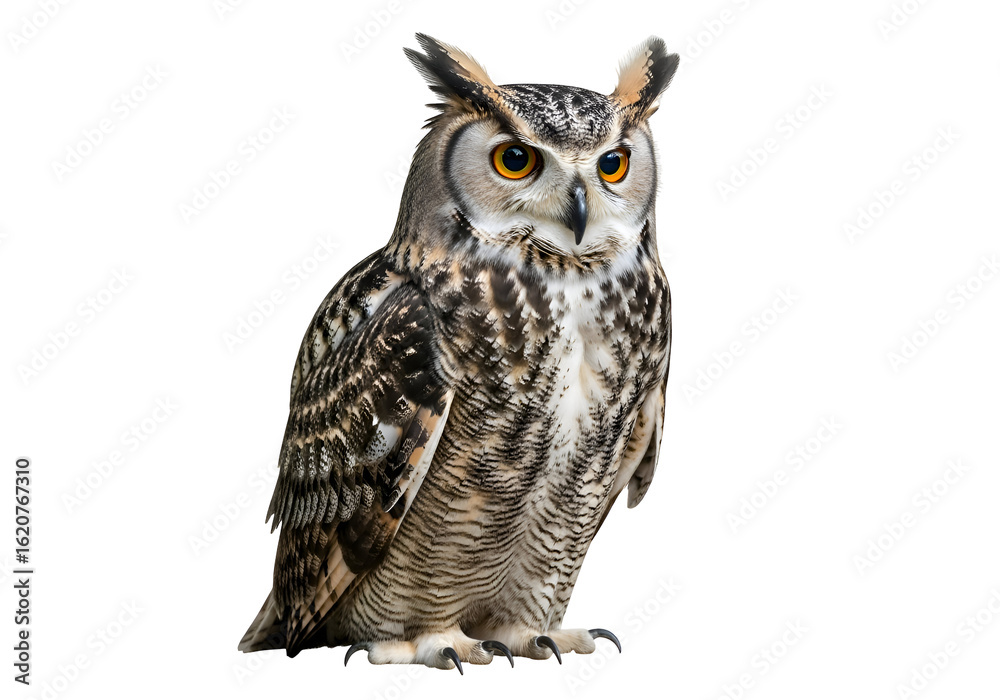 Fototapeta premium Detailed close-up of an owl against a black background.