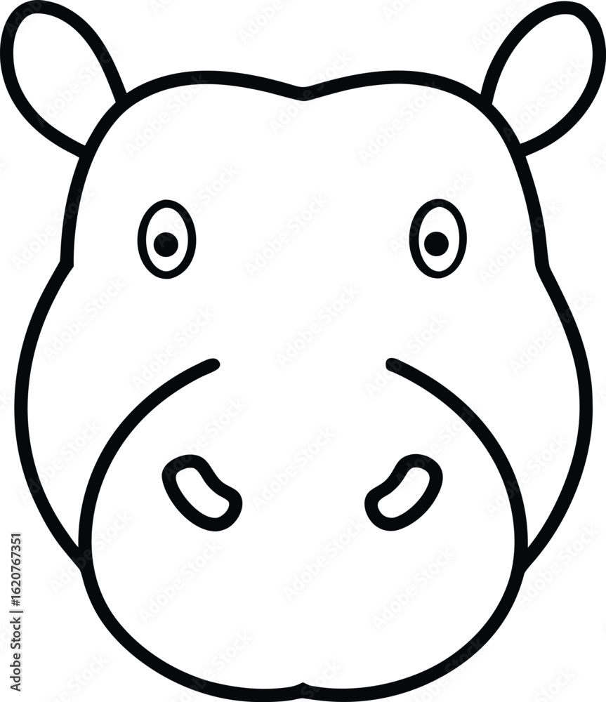 Obraz premium hippopotamus head icon outline vector illustration on transparent background