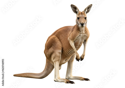 Full shot of a kangaroo against a black background.