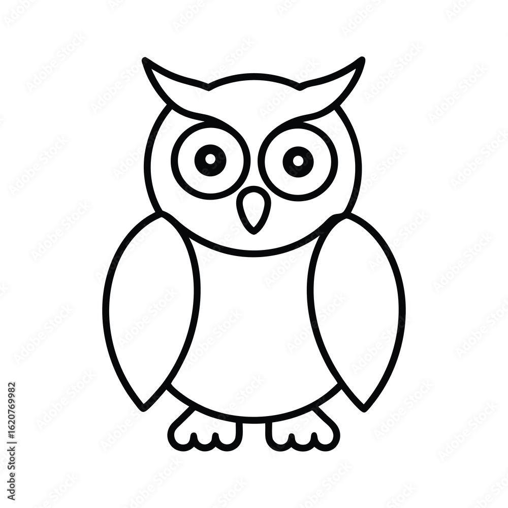 Fototapeta premium outline owl with big eyes cartoon 