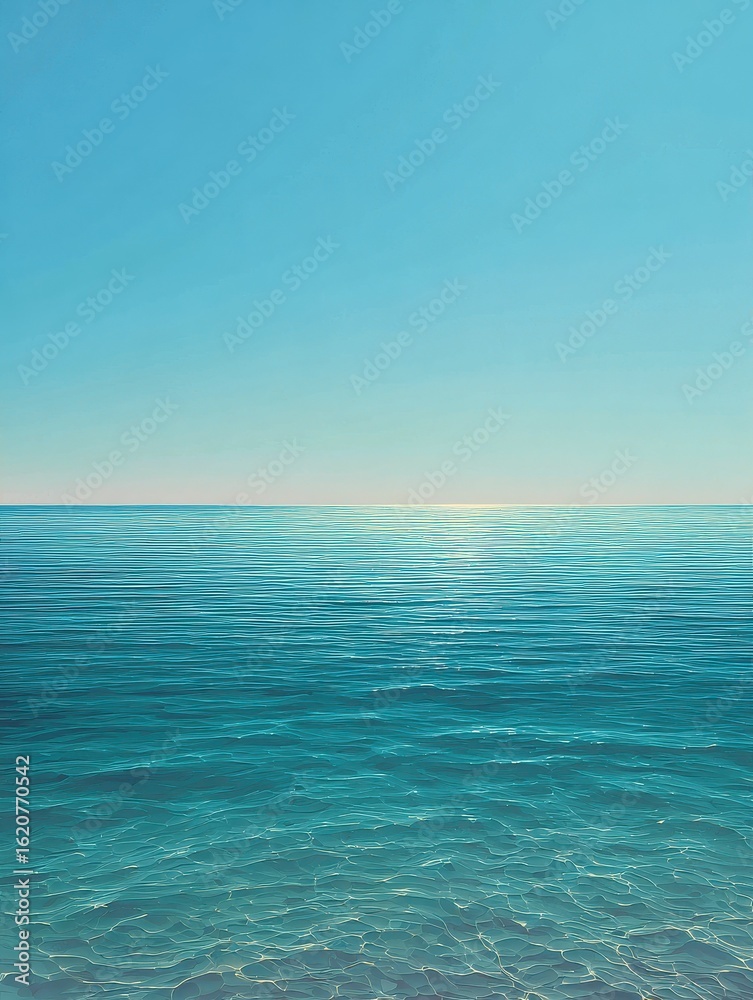 Fototapeta premium Calm ocean waters under a clear pale blue sky