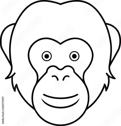 orangutan head icon outline vector illustration on transparent background