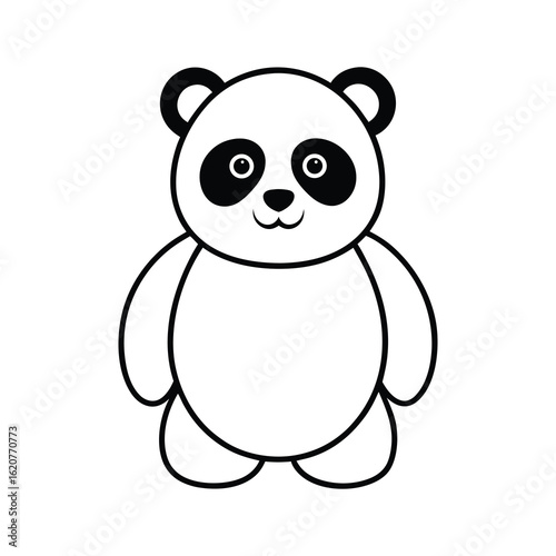 outline panda cartoon on white background 