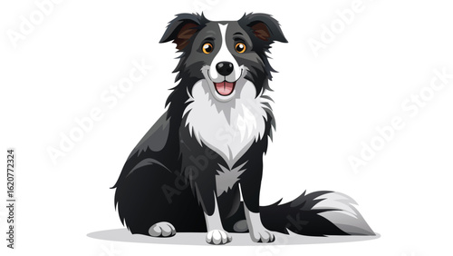Happy border collie dog sitting and smiling