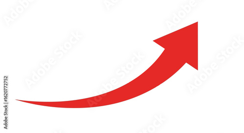 Red arrow isolated on white background indicating upward growth and progress