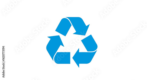Blue recycle symbol with three arrows forming a loop, isolated on white background
