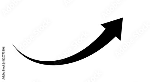 A simple black arrow curves upward indicating growth direction and forward movement on a white background