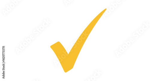 Yellow check mark symbol isolated on white background