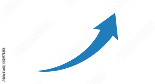 Blue arrow indicating upward growth and progress, isolated on white background