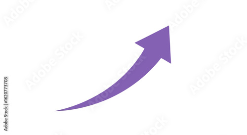 Purple arrow pointing upwards indicating growth and progress, isolated on white background