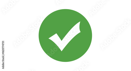 A green check mark inside a circle represents confirmation, completion, and positive affirmation on a clean white background