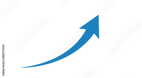 A blue arrow curves upward on a white background indicating growth success and positive direction