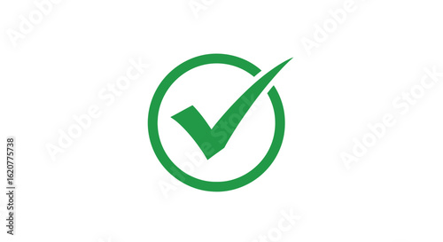 Green check mark symbol isolated on white background, representing approval, success, and confirmation