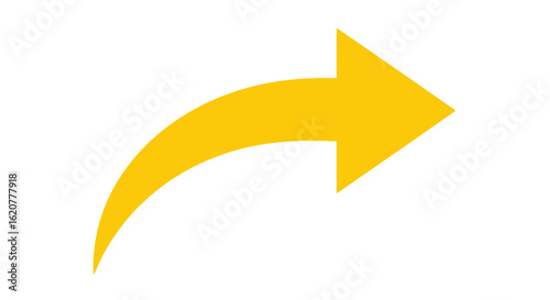 A yellow arrow curves to the right, indicating direction, navigation, and movement in a forward direction