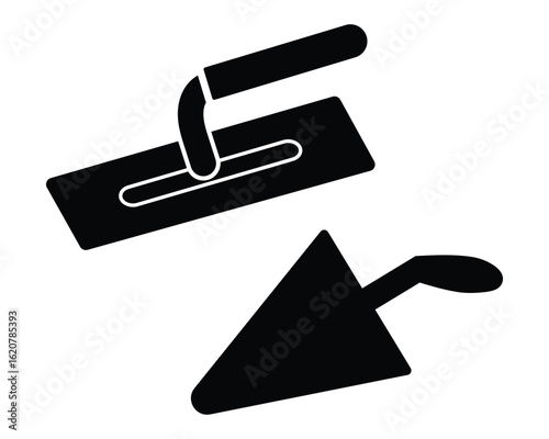 Hand plant shovel icon set. Trowel silhouette vector sign symbol website graphic logo design. Vector illustration trowel simple symbol icon isolated on white background. Trowel icon in flat style.