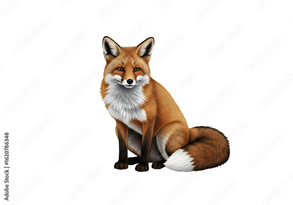 Fototapeta premium Illustration of a seated red fox.