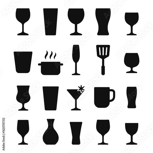 Diverse Glassware & Kitchenware Icon Set