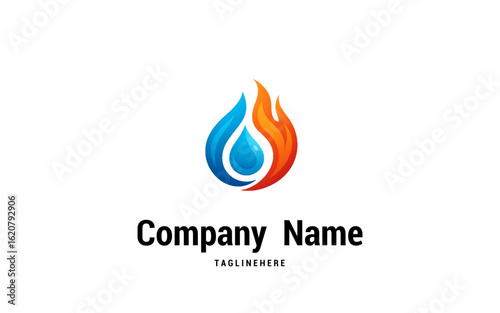 Water and Fire Logo Design  hot and cool water vector logo icon
