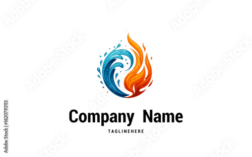 Water and Fire Logo Design  hot and cool water vector logo icon