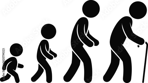 Vector Evolution of Human Life Stages from Childhood to Old Age