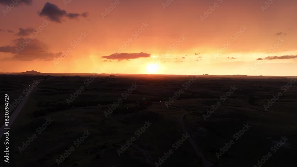 Aerial View of Sunset Over USA Badlands Aerial View of Sunset Over USA Badlands